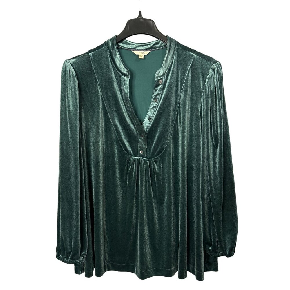 Terra & Sky Green Velvet Blouse